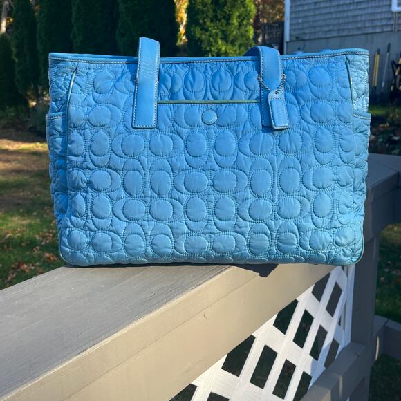 COACH VINTAGE Quilted Diaper Bag, Blue, Everyday Shoulder Bag - Picture 12 of 14
